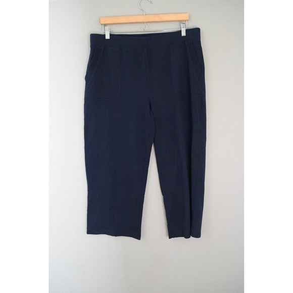 Chicos Zenergy Crop Wide Leg 2 Navy Blue Pants Lounge Capri Comfort Casual New - Picture 1 of 4